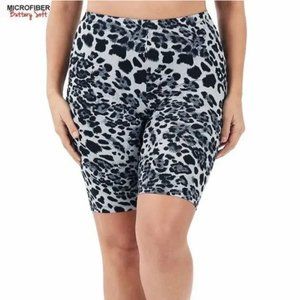 Zenana Grey Leopard Print Biker Shorts